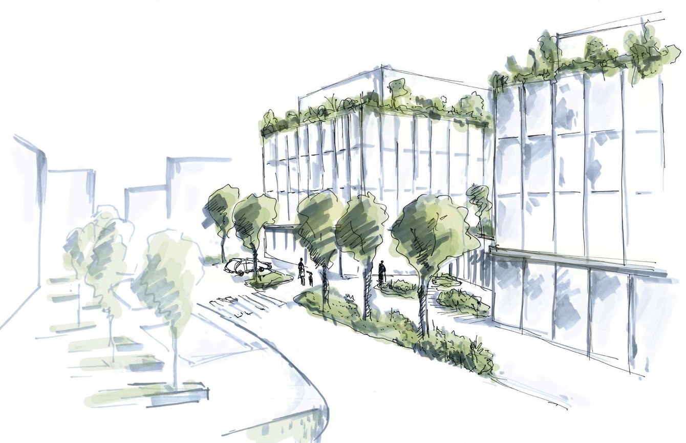 Senior City Chodovec – koncepční skica ulice Knovízská
